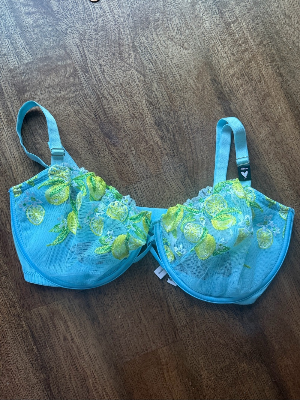 Victoria's Secret Blue & Yellow Lemon Embroidered Bra